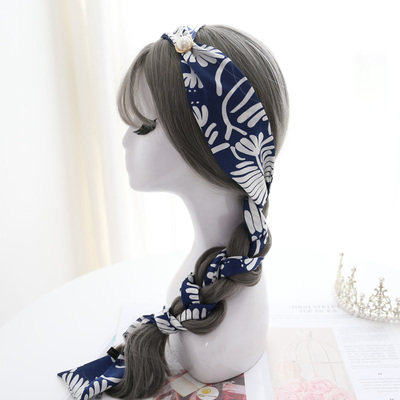 Silk scarf hair with zal hair with hair band Temperament Girl braid Knitted Braids Scarf head accessories Hair Stirrup and European and American Wind Decorative Towels