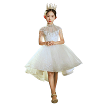 Girls light luxury niche high-end host dress childrens wedding dress flower girl piano performance costume big childrens catwalk