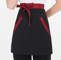 Мини-короткий фартук с косыми карманами [черный и бордовый]