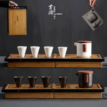 Tea job travel tea set set a pot of four cups folding tea tray whole set of outdoor travel kung fu tea set Business ceremony