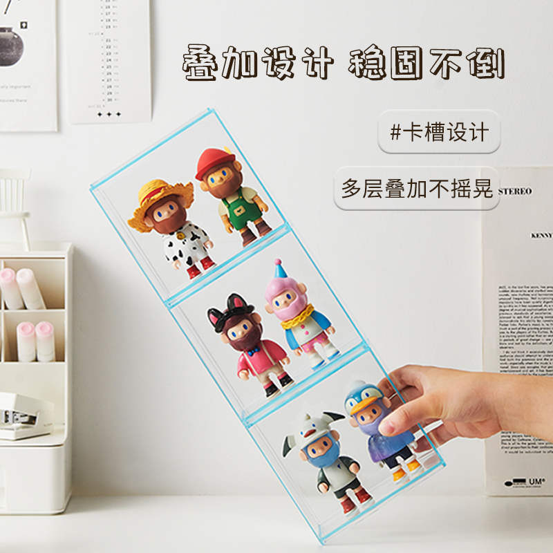 GOTO preferred color transparent blind box display rack storage single Pop Mart figure storage dustproof display box