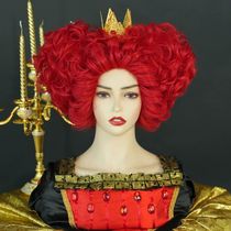 JHH WIGS New Royal Red Queen Wig Light Red Short Curly Hair
