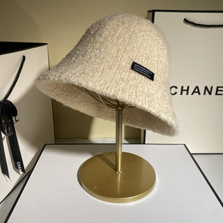 秋冬季渔夫帽子女韩版羊羔绒加厚保暖贴布水桶帽显脸小百搭盆帽潮