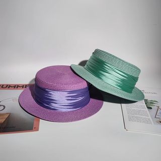 Trendy Instagram-Style French Retro Casual Flat-Top Wide-Brimmed Sun Hat for Women, Suitable for Spring and Summer Outings and Vacations, Sun Protection Straw Hat