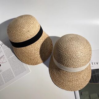 拉菲草编鸭舌帽夏天户外出游防晒棒球帽英伦复古遮阳透气草帽女潮
