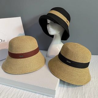 日系可折叠草帽子夏天沙滩度假遮阳帽韩版百搭渔夫帽网红防晒盆帽