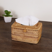 Fashion minimalist rattan tissue box creative desktop straw drawing paper box home living room coffee table storage decoration decoration