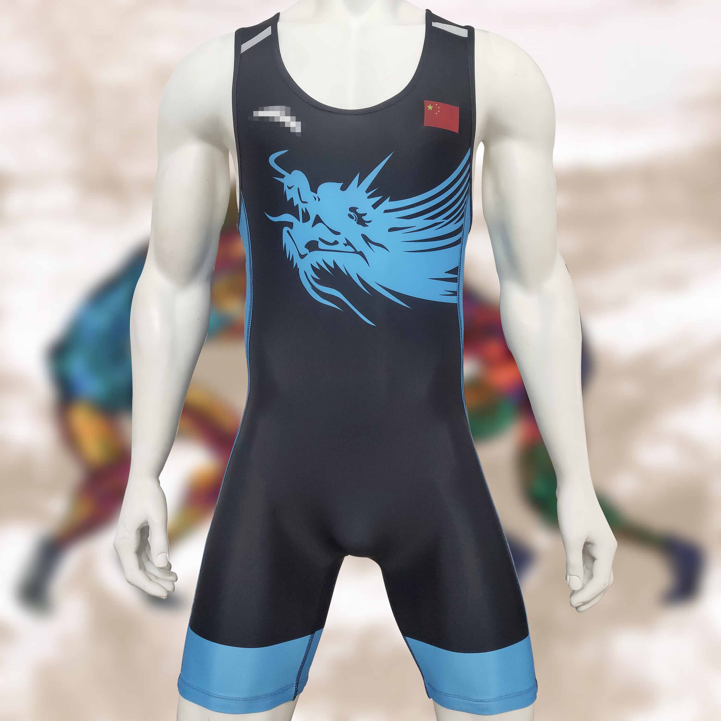 The national team's same black dragon wrestling suit weightlifting suit competition training suit can be stamped with the name