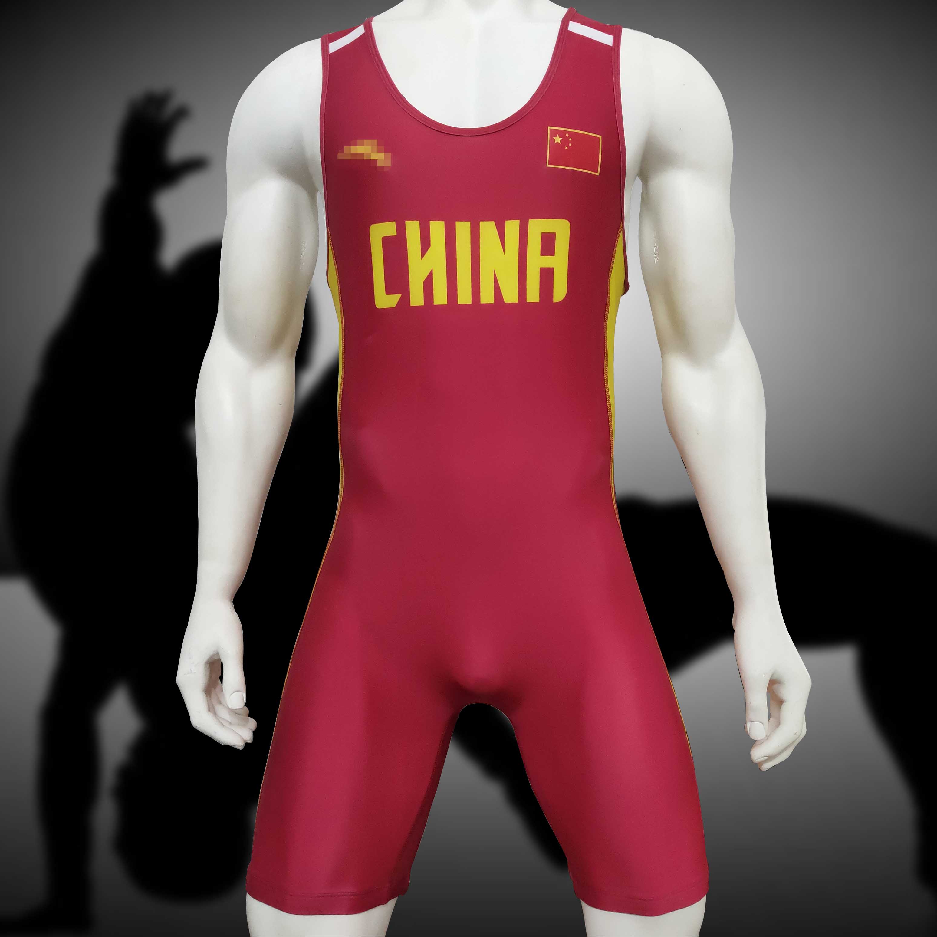 National team with the same rose red wrestling suit rowing competition weightlifting training special clothing can be customized