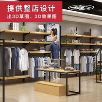 Clothing store display rack Industrial wind thickened layer board wall mens fashion brand shelf Clothes shelf iron design customization