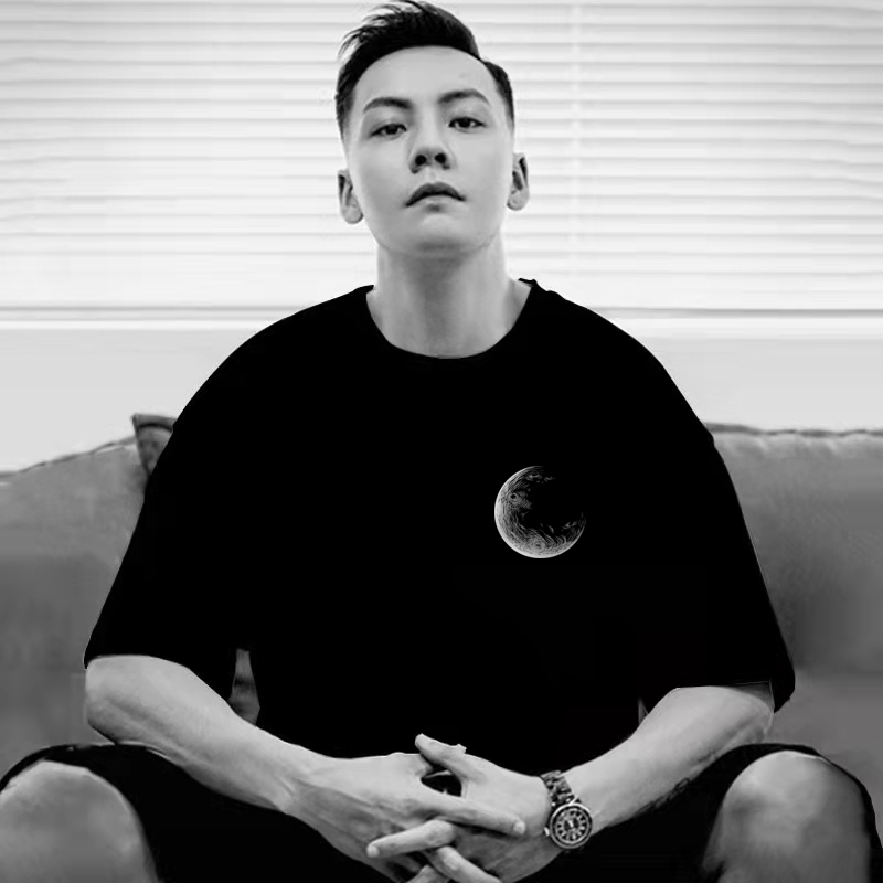 Pop Aape European and American Trendy Brand Summer William Chan Moon Half-Sleeve Unisex Mercerized Cotton Ice Silk Short-Sleeve T-Shirt