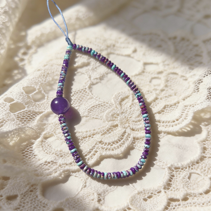Imperial Stone Purple Phone Chain Lanyard Pendant Long Keychain Chinese Style Ring Wrist Strap Jade Wristband Anti-Lost Imperial Stone Purple Phone Chain Lanyard Pendant Long Keychain Chinese Style Ring Wrist Strap Jade Wristband Anti-Lost