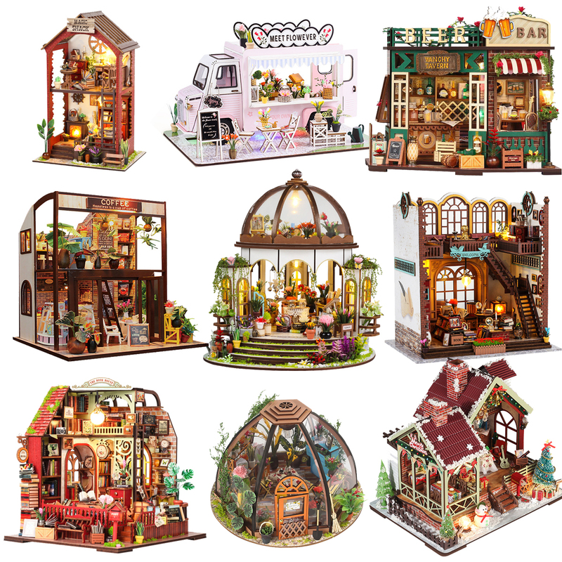 Sky Garden Flower House DIY Handmade Small House 3D Three-Dimensional Wooden Building Model Ornament Gift for Girls