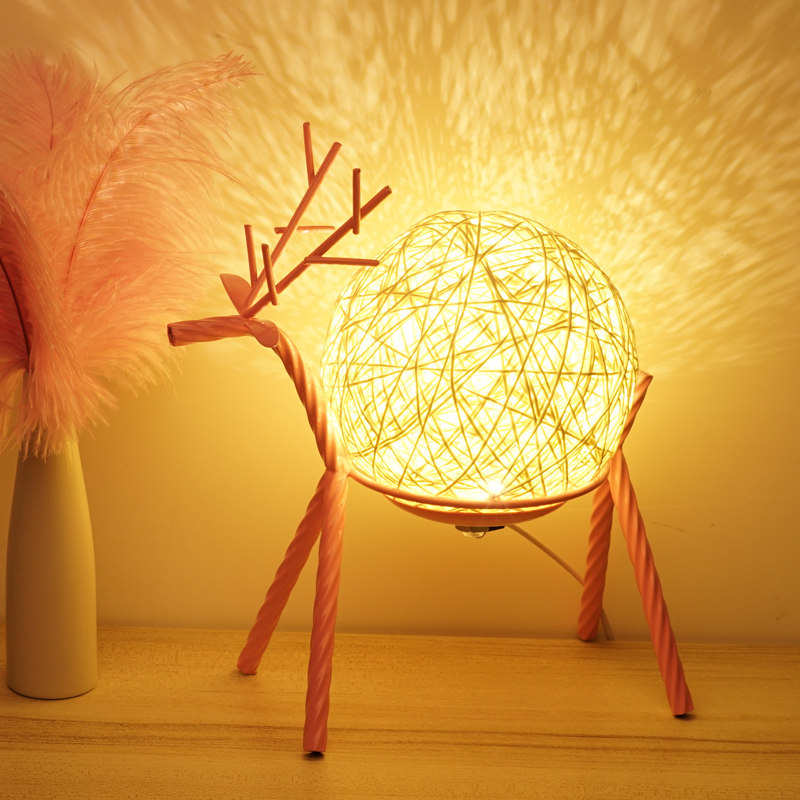 Table Light Bedrooms bedroom ins Teen Bed Head Cabinet Small Deer Moon Starry Sky Projection Cozy Dream Sleep Creative Little Nightlight