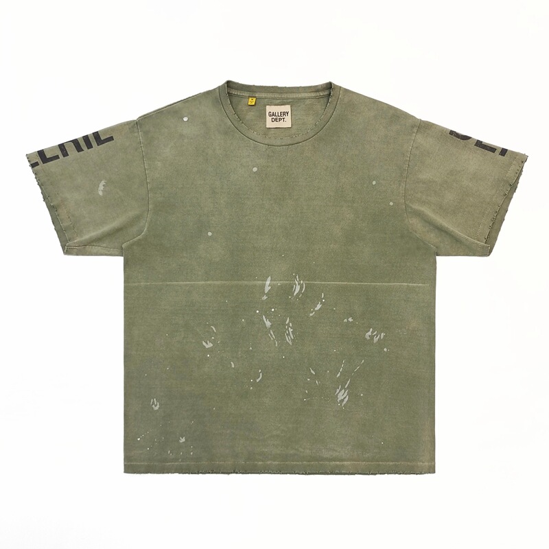 Gallery Dept Vertical Lettering Washed Spray-Painted Short-Sleeve T-Shirt Tee Gallery Dept Vertical Lettering Washed Spray-Painted Short-Sleeve T-Shirt Tee