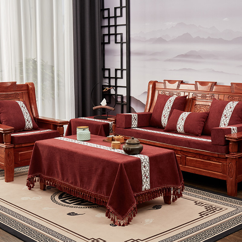Mahogany sofa cushion can be disassembled and washed new Chinese style non-slip old-fashioned wood solid wood high-density sponge sofa cushion custom