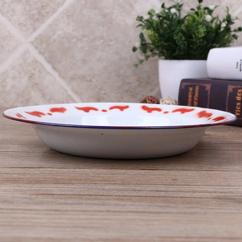 Nostalgic old enamel enamel plate plate enamel dish dish ~ Nostalgic printing FanPan snack plate iron plate