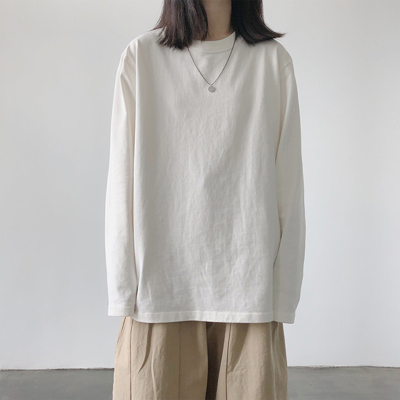 Pure Cotton White T-Shirt for Women, Long-Sleeved Top, Loose-Fitting Outerwear, Autumn Clothing, 2025 New Style, Round Neck, Inner Layer Base Shirt Pure Cotton White T-Shirt for Women, Long-Sleeved Top, Loose-Fitting Outerwear, Autumn Clothing, 2025 New Style, Round Neck, Inner Layer Base Shirt