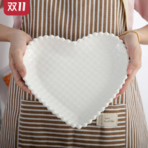 Nordic tableware couple love heart-shaped dish home personality creative dish ceramic breakfast Western steak plate euro