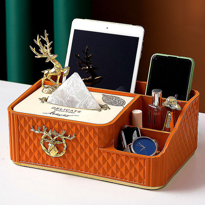 New Chinese household creative light luxury high-end dining table tissue box living room tea table remote control storage ornaments sanitary paper box