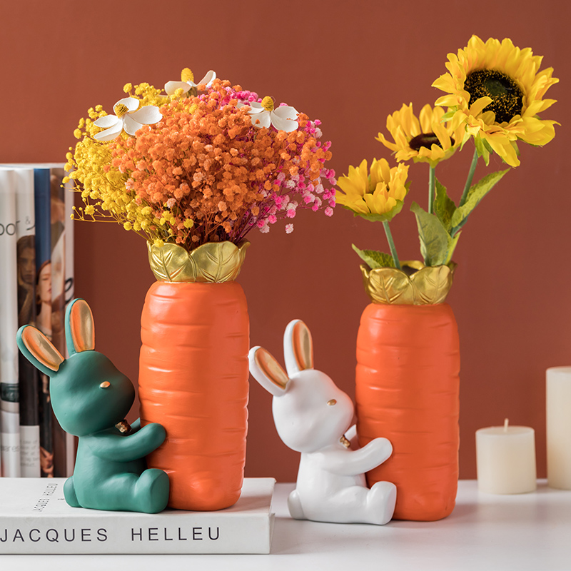 Creative cute rabbit swinging piece Xuan Guan Shoes Cabinet TV Cabinet Living-room Flower Vase Tabletop Decorations Children's Room Furnishing-Taobao
