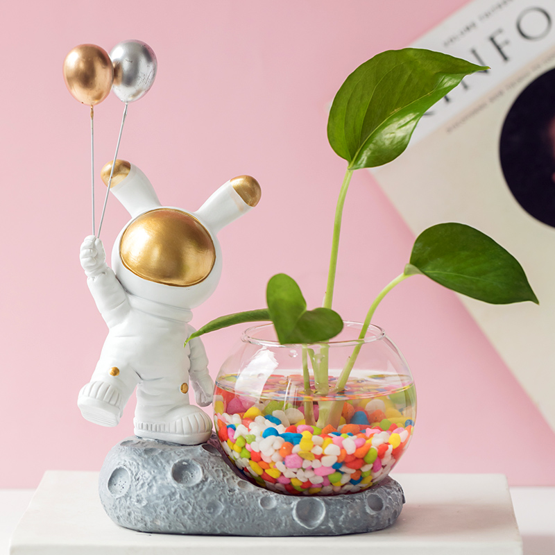 Creative Nordic Ins Wind Astronaut Space Rabbit living room Desktop Decorative Vase Pendulum with flower arrangement hydropony floral-Taobao