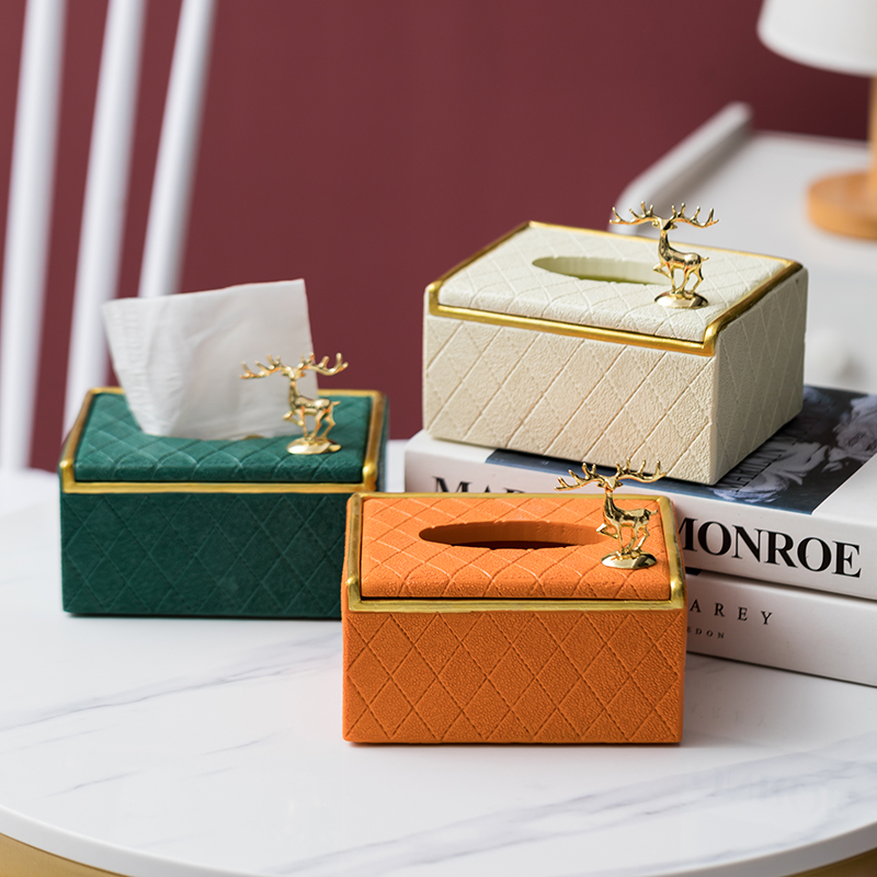 Creative Nordic ins light luxury wind tissue box decoration decoration Living room household toilet paper box Dining table tea table storage box