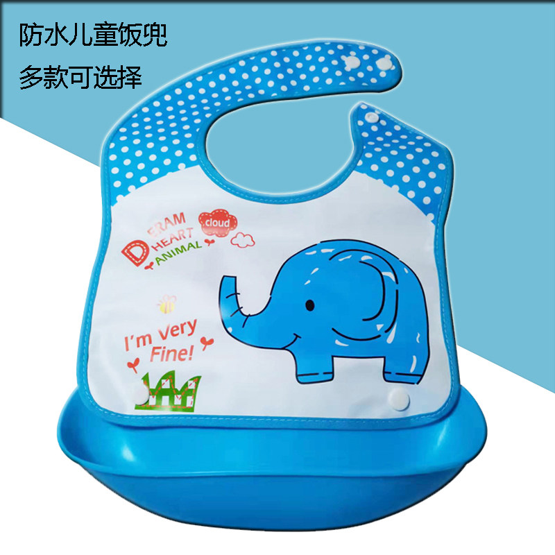 Baby Eating Walled Hood Baby Children Waterproof Imitation Silicone Diet Dinner Bib Feeding Bib Big Number Kid Spit Free Wash