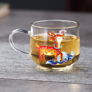 Guangqian Handcrafted Filigree Single Master Cup, Heat-Resistant Glass, Household Kung Fu Tea Cup, Small Tasting Cup, Tea Cup