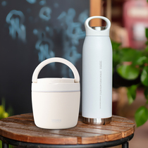 Sandman white stainless steel insulated lunch box Student double layer with cutlery Extra long insulated cup lunch box set