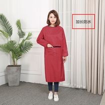 Waterproof and oil-proof long-sleeved apron anti-dressing men and women plus fat to carry adult gown fashion overalls
