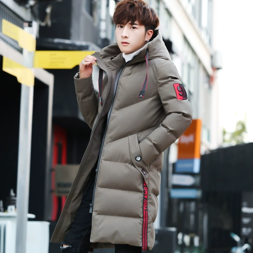 Длинная куртка для мальчиков, трендовый комплект, пуховик с пухом, средней длины, коллекция 2022, в корейском стиле, увеличенная толщина