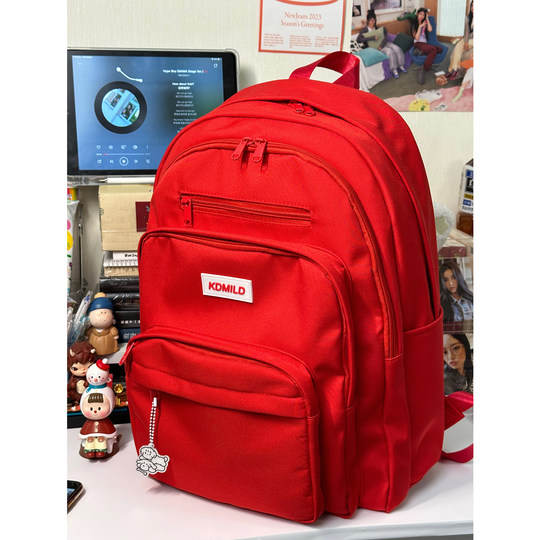 Schoolbag female college student Korea large capacity multi-layer design high school student campus backpack red treasure backpack