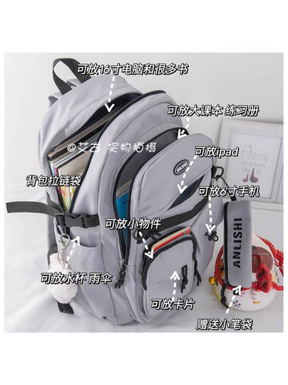 Harajuku Japanese school bag large capacity workwear junior high school student backpack retro male functional American school style backpack