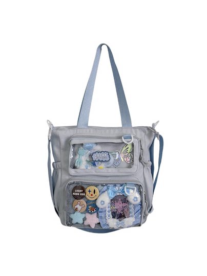 2D large capacity crossbody bag Japanese ins comic exhibition girl shoulder bag transparent bar tits pain bag baby bag