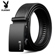 Playboy mens belt top layer cowhide automatic buckle youth Korean version of the trendy personality leather high-end business belt