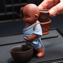 ~ tea set little people urinate water spray ornaments tea pet young monk kung fu tea set creative tea ceremony children's tea table outfit