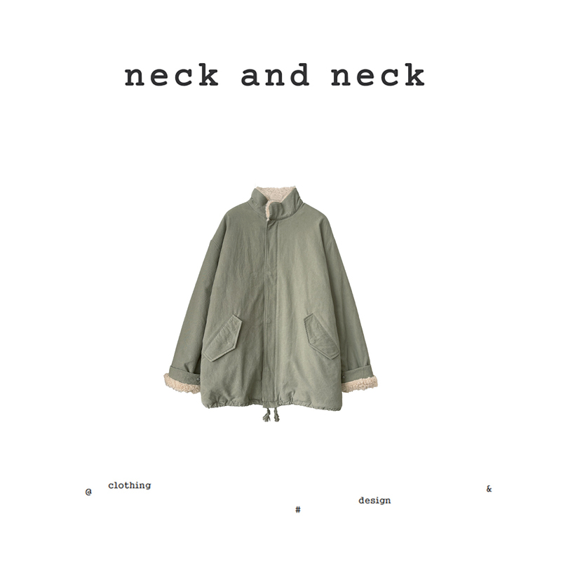 【Neck Andneck】"Little Forest" 2026 Autumn New Style Stand-Up Collar Fleece-Lined Cotton Jacket Plush Top
