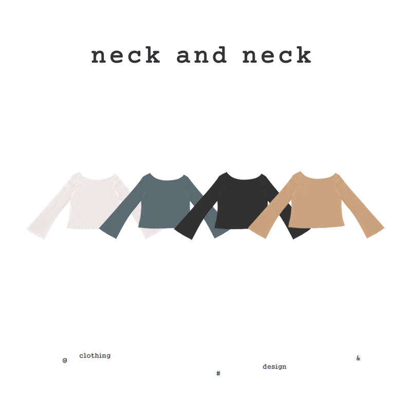 【Neck and Neck】"Half Day Off" 2026 New Casual Off-Shoulder Flared Sleeve Long-Sleeve T-Shirt
