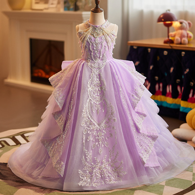 strapless open back dress Girls Applique Puff Sleeve Gown by Cinderella Couture 5114 – ABC Fashion