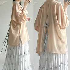 Китайцы одежда наборы 舜华集开背飞机袖冰丝皱