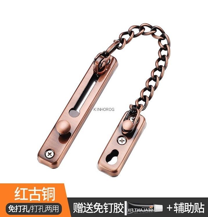 Zipper lock buckle anti-theft no-punch anti-leech stainless steel door chain hotel hotel door buckle door bolt chain door latch