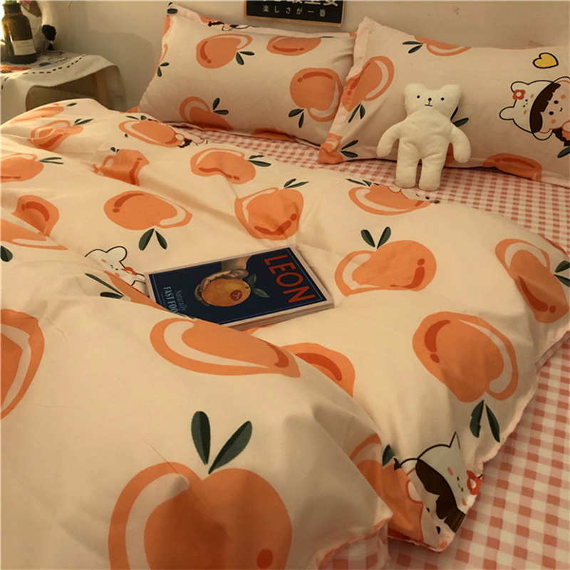 Han Cute Cartoon Four Pieces Bedding Bedding Brief Freshener Girl Hearts Pink Three-piece Bed Sets and Quilt Cover 4