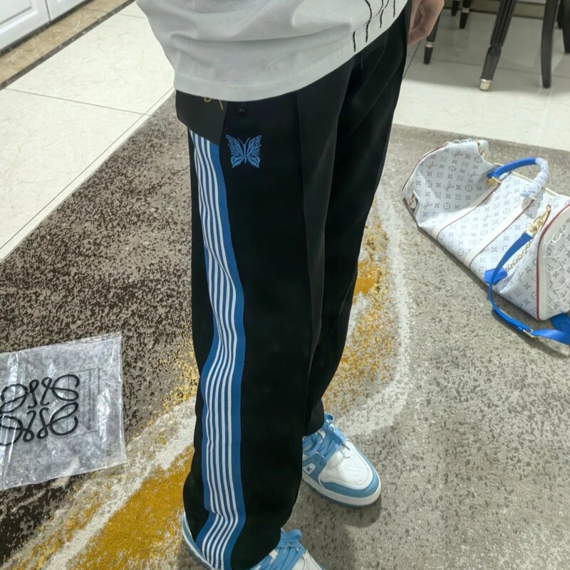 Autumn New Trendy Brand Sports Casual Pants Unisex Retro Butterfly Embroidery Striped Webbing Straight-Leg Long Pants Autumn New Trendy Brand Sports Casual Pants Unisex Retro Butterfly Embroidery Striped Webbing Straight-Leg Long Pants