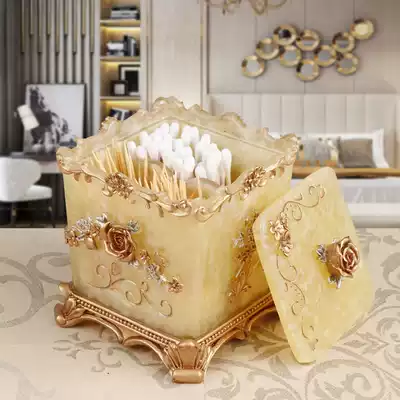 European-style creative toothpick box toothpick tube household living room cotton swab box toothpick storage box Cosmetic cotton storage box decoration