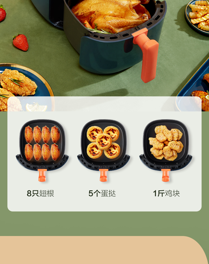 美的 高颜值空气炸锅 无油炸薯条酥脆口感 3L 图10