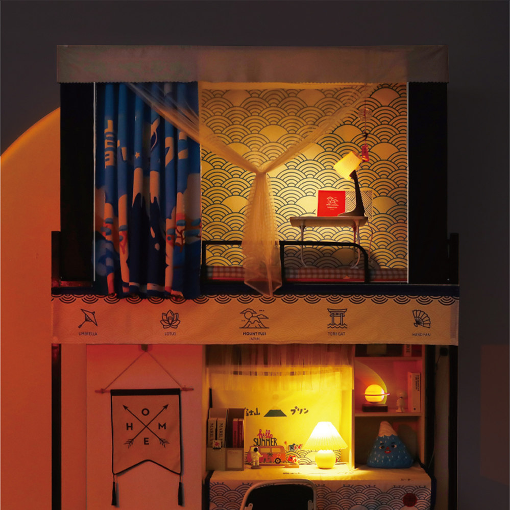 Japanese-style bed-curtain net integrated with stent student dorm on the bedroom of female bedrooms