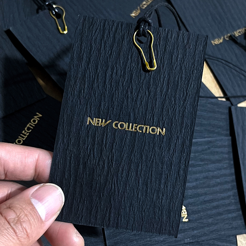 Clothing Pendant Set For Upscale Black Special Embossing Paper Cards Printed Design Trademark Clothes Women's Clothes Boys Hanging Tag Customized Logos Clothing Shop Spot Generic