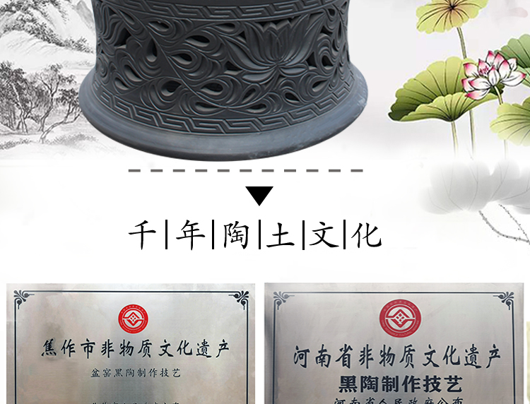 The New courtyard wind bucket of fish bowl of black mud fish large earthenware lotus lotus cylinder Chinese style household