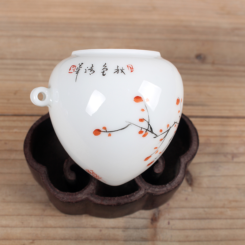 Jingdezhen hand - made pastel insects heart cup bird cage bird seed pot thrush cylinder accessories on sale